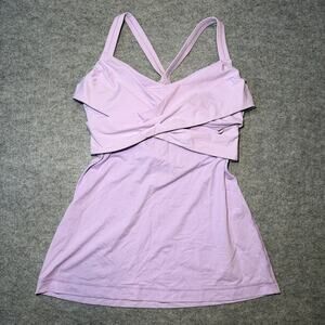 Lululemon Women Activewear Tank Top Size 6 Purple White Performance